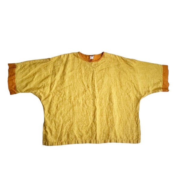 VTG CTC Carol Turner Collection Boxy Top Oversized Pullover Mustard Laganlook, S - Picture 4 of 12